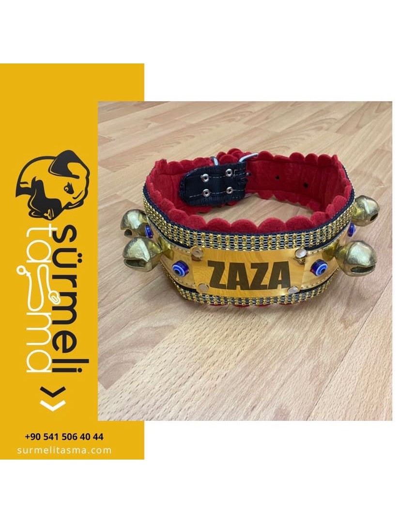 İsteğinize Özel İsimli Hakiki Deri Kangal Köpek Tasması Zilli Boyunluk 1. Sınıf