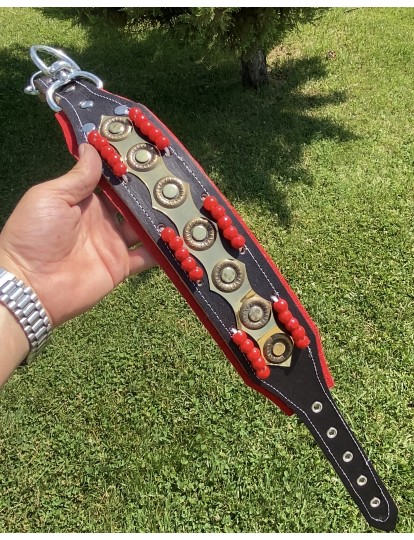 Hakiki Deri Boncuklu Kangal Köpek Tasması 60 Cm