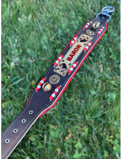 Kangal Köpek Boyun Tasması Hakiki Deri Boncuklu Zilli İsteğinize Özel İsimli