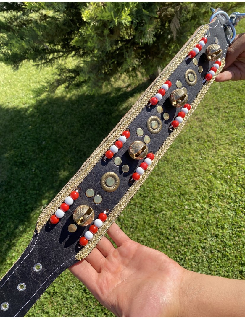 Kangal Köpek Tasması 4 Zilli Hakiki Deri Özel Seri