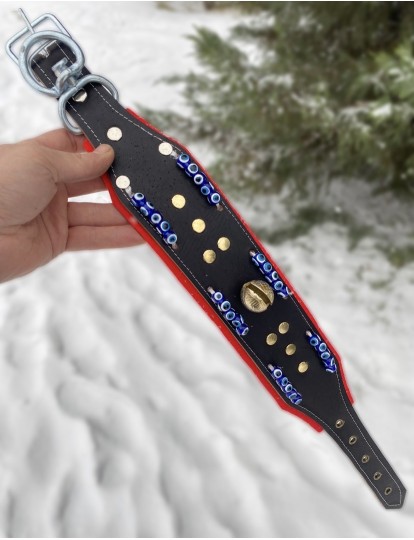 Yavru Kangal Köpek Tasması Zilli Hakiki Manda Derisi Nazar Boncuklu Seri 