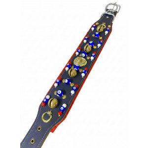 Kangal Köpek Tasması Hakiki Manda Derisi 4 Zilli Nazar Boncuklu Seri