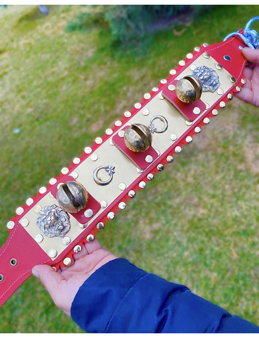 Kangal Köpek Tasması Özel Tasarım Hakiki Manda Derisi 3 Büyük Zilli 