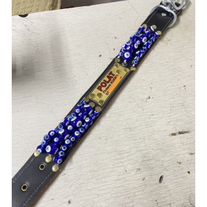 Özel İsimli Kangal Köpek Tasması Nazar Boncuklu Hakiki Manda Derisi