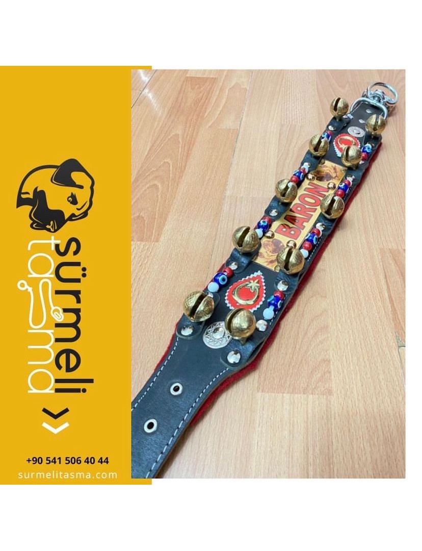 İsteğinize Özel İsimli Hakiki Deri Kangal Köpek Tasması 10 Zilli Boyunluk 1. Sınıf