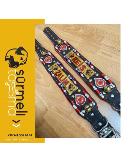 İsteğinize Özel İsimli Hakiki Deri Kangal Köpek Tasması Zilli Boyunluk 1. Sınıf