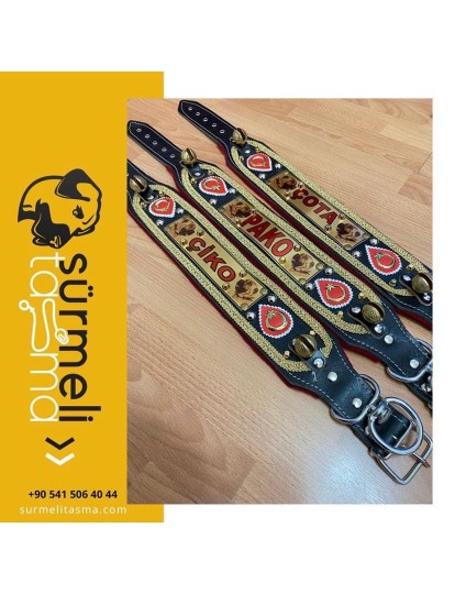 İsteğinize Özel İsimli Hakiki Deri Kangal Köpek Tasması Zilli Boyunluk 1. Sınıf