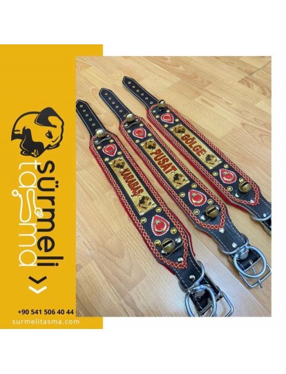 İsteğinize Özel İsimli Hakiki Deri Kangal Köpek Tasması Zilli Boyunluk 1. Sınıf