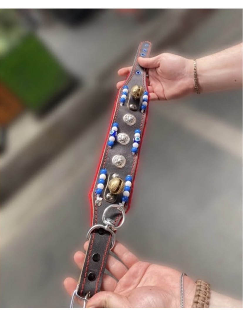 Yavru Kangal Köpek Tasması Hakiki Deri 2 Zilli