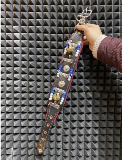 Yavru Kangal Çoban Tasması Dikenli 2 Zilli Hakiki Manda Derisi