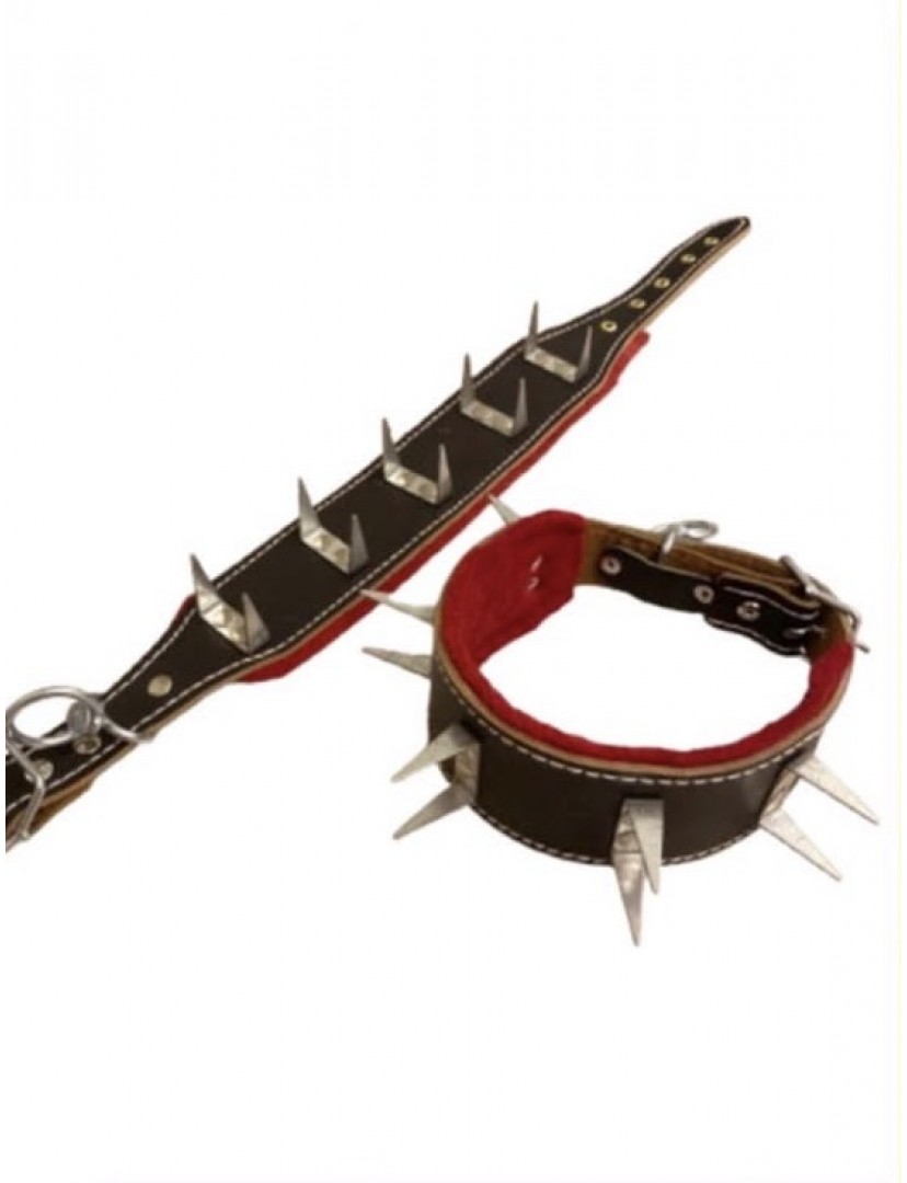 Yavru Köpek Tasması Dikenli Hakiki Manda Derisi