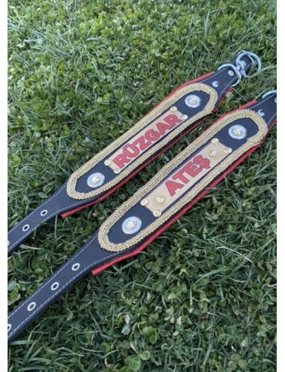 İsteğinize Özel İsimli Hakiki Deri Köpek Tasması 60 Cm