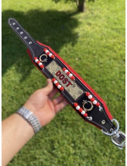 İsteğinize Özel İsimli Yavru Kangal Köpek Tasması Hakiki Manda Derisi Zilsiz Model