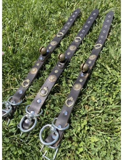 Av Köpeği Tasması Hakiki Deri Zilli Ay Yıldızlı Genişlik 3 Cm