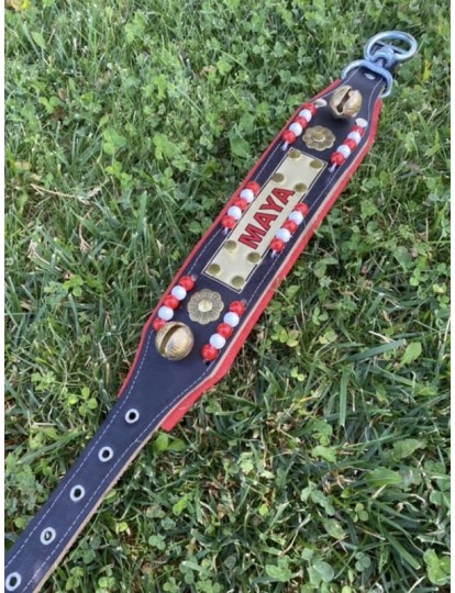 İsteğinize Özel İsimli Yavru Kangal Köpek Tasması Hakiki Manda Derisi Zilli