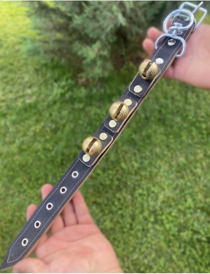 Küçük ve Orta Irk Köpek Tasması Hakiki Deri 3 Zilli 45 Cm Ultra Sağlam