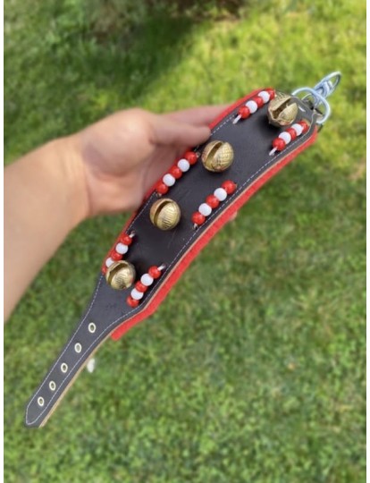 Yavru Kangal Köpek Tasması Hakiki Deri 4 Zilli