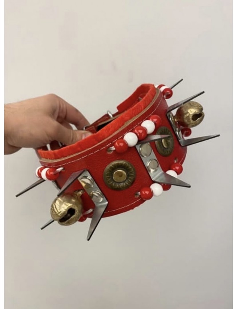 Yavru Kangal Çoban Köpek Tasması Hakiki Deri 2 Zilli 1. Sınıf Kırmızı