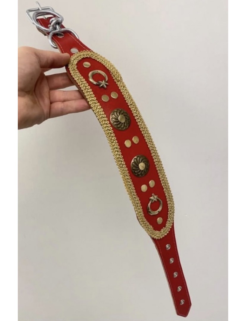 Yavru Kangal Köpek Tasması 60 Cm Hakiki Deri Kırmızı