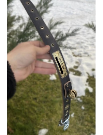 İsteğinize Özel İsimli Numaralı Av Köpeği Tasması Zilli Hakiki Manda Derisi