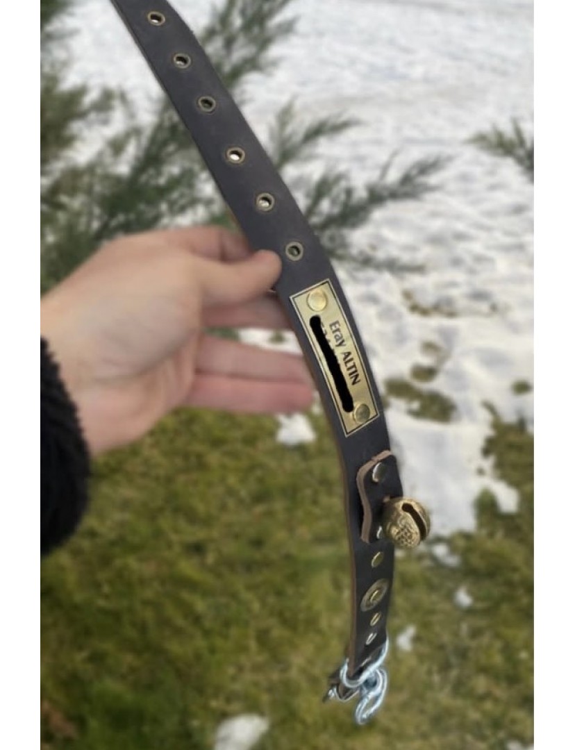 İsteğinize Özel İsimli Numaralı Av Köpeği Tasması Zilli Hakiki Manda Derisi