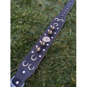 Kangal Köpek Tasması Hakiki Deri 4 Zilli Aslan Başlı Üç Hilalli 