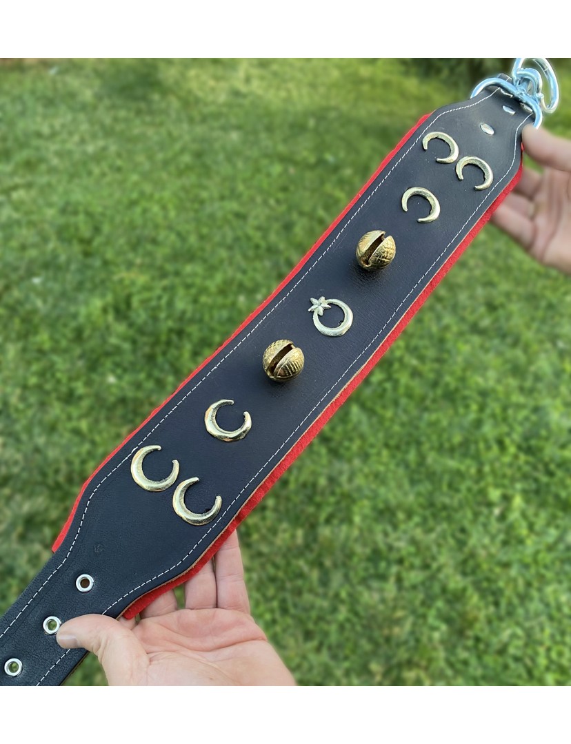 Kangal Köpek Tasması 3 Hilalli Ay Yıldızlı Hakiki Manda Derisi 2 Zilli