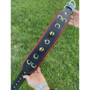 Kangal Köpek Tasması 3 Hilalli Ay Yıldızlı Hakiki Manda Derisi 2 Zilli