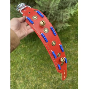 Kangal Köpek Tasması Hakiki Deri Geniş 2 Zilli Kırmızı