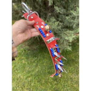 Kangal Köpek Tasması Çoban 2 Zilli Hakiki Deri Kırmızı