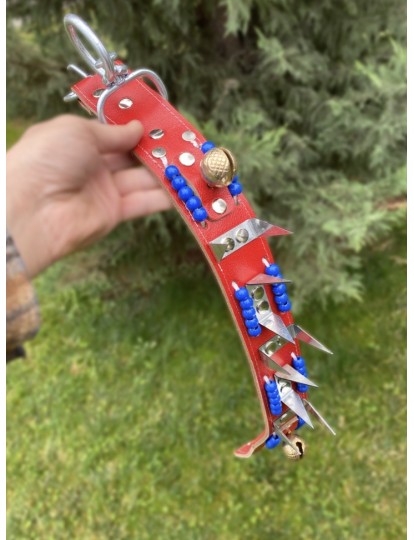 Kangal Köpek Tasması Çoban 2 Zilli Hakiki Deri Kırmızı