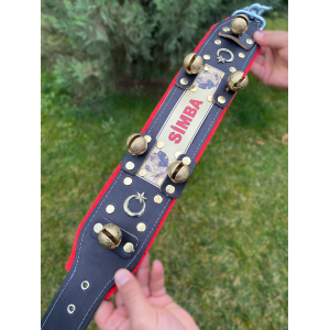 İsteğinize Özel Kangal Köpek Tasması Hakiki Deri 6 Zilli Siyah