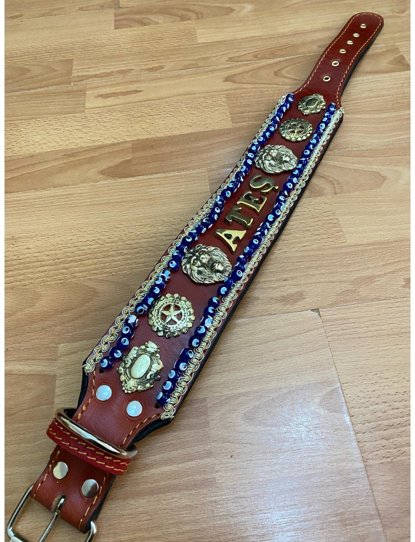 İsteğinize Özel İsimli Hakiki Manda Derisi Kangal Köpek Tasması 3 Boyut Harfler 1. Sınıf