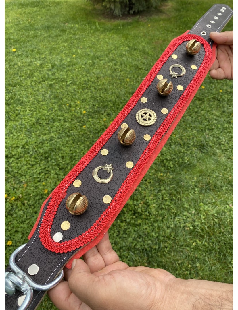 Kangal Köpek Tasması 4 Zilli Hakiki 1. Sınıf Deri 