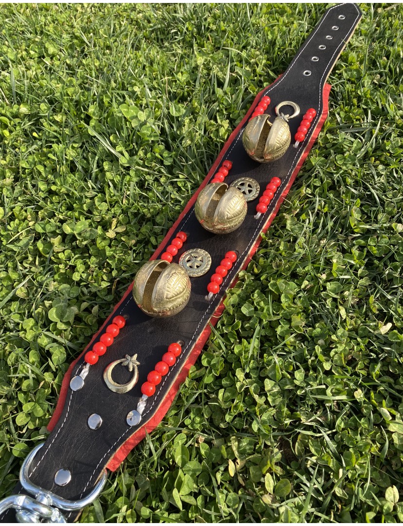 Büyük Zilli Geniş Kangal Köpek Tasması Hakiki Deri