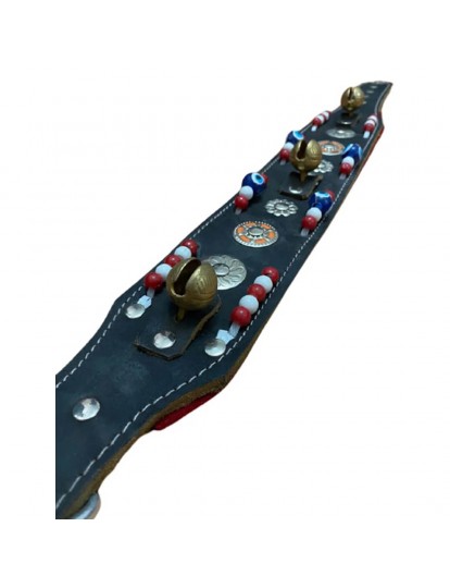 3 Zilli Geniş Deri Köpek Tasması