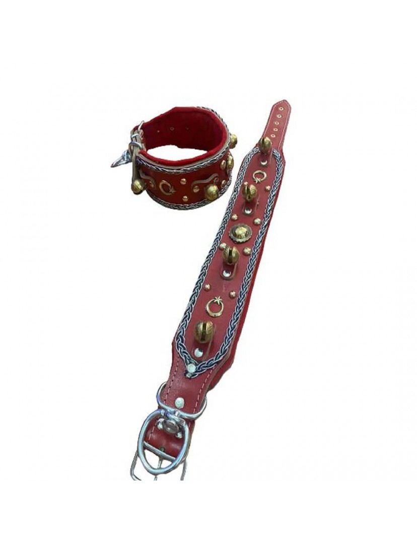 4 Zilli Geniş Deri Kangal Köpek Tasması Kırmızı