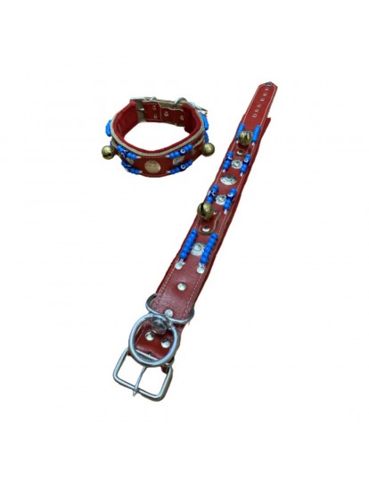 Deri Kangal Köpek Tasması 74 Cm Kırmızı