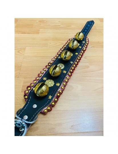 Büyük Zilli Kangal Köpek Tasması Hakiki Deri