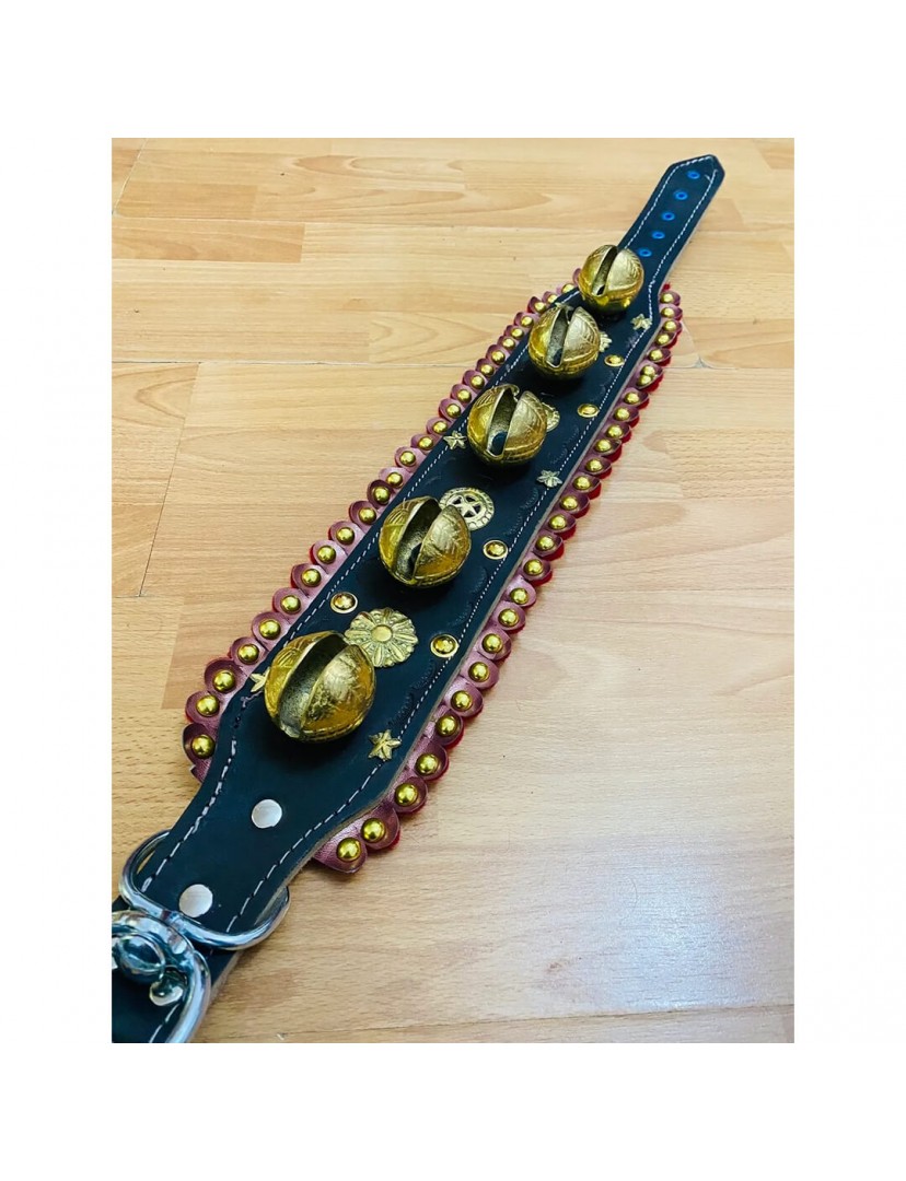 Büyük Zilli Kangal Köpek Tasması Hakiki Deri