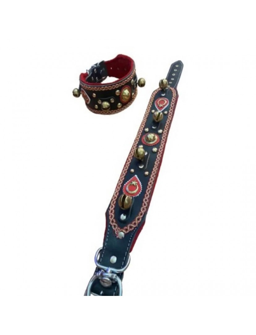 4 Zilli Geniş Deri Kangal Köpek Tasması Siyah 1. Sınıf