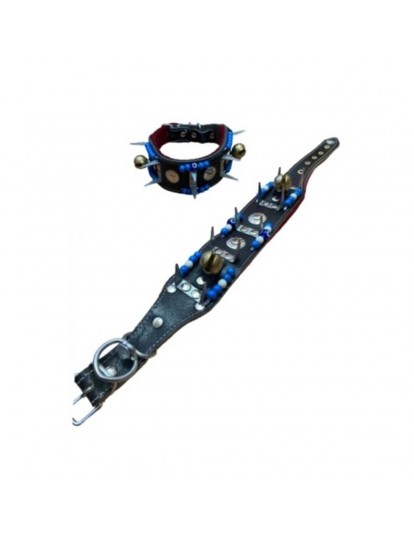 Yavru Deri Kangal Köpek Tasması 2 Zilli Siyah