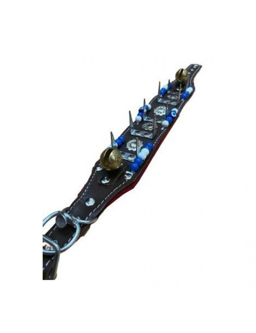 Yavru Deri Kangal Köpek Tasması 2 Zilli Siyah