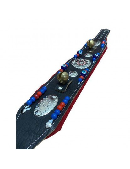 2 Zilli Geniş Deri Köpek Tasması