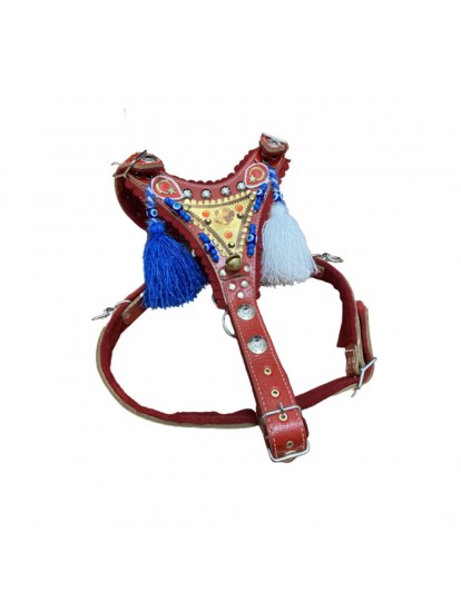 Gladyatör Göğüsten Deri Kangal Tasması Kırmızı %100 Hakiki Deri