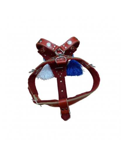 Gladyatör Göğüsten Deri Kangal Tasması Kırmızı %100 Hakiki Deri