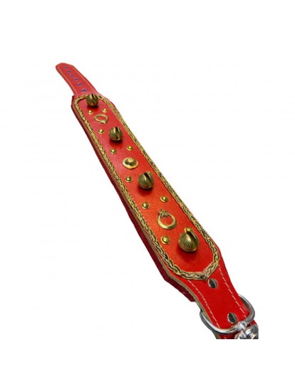 4 Zilli Geniş Deri Kangal Köpek Tasması Renk Kırmızı