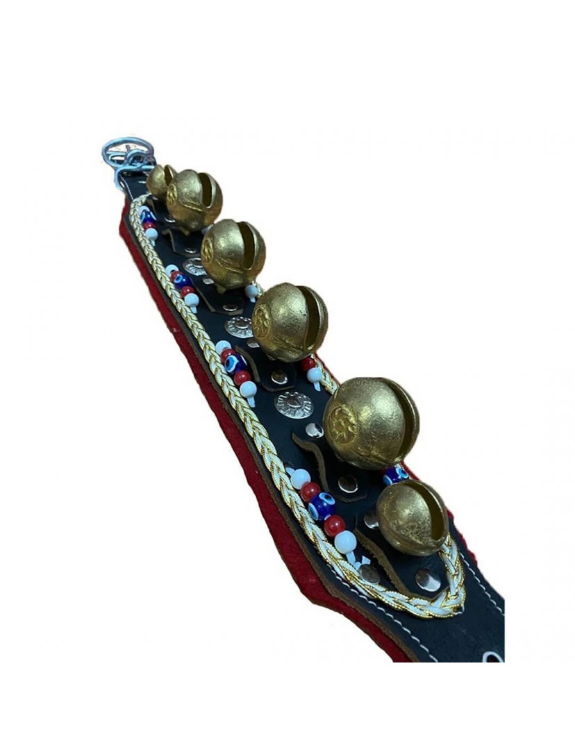 Kangal Köpek Tasması Büyük Zilli Hakiki Deri 6 Zilli