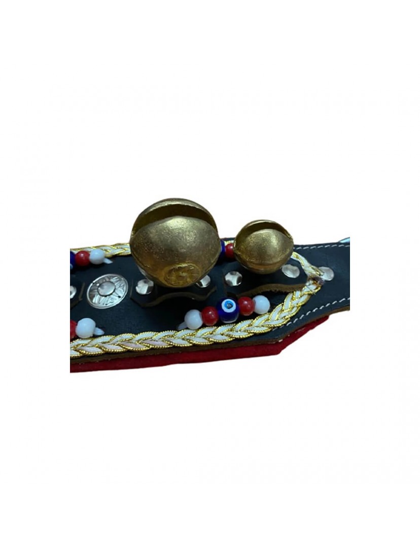 Kangal Köpek Tasması Büyük Zilli Hakiki Deri 6 Zilli