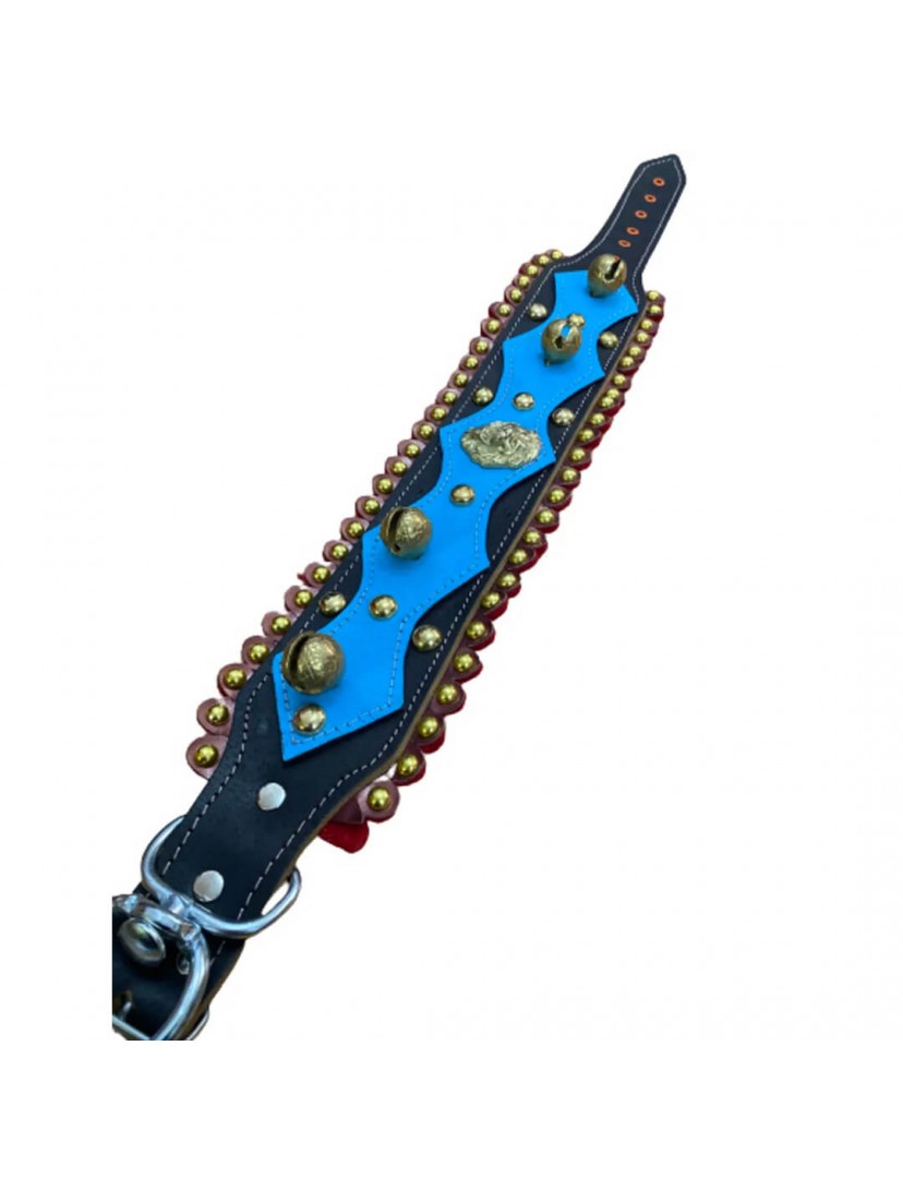 Geniş Deri Kangal Köpek Tasması 4 Zilli %100 Hakiki Manda Derisi